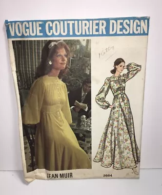 1970s VOGUE COUTURIER MAXI DRESS PATTERN #2664 By Jean Muir WOMENS SIZE 8 UNCUT • $19.96