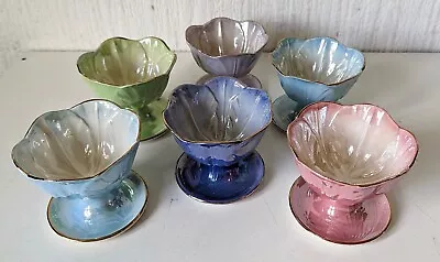£45 • Buy Vintage Art Deco Set Of 6 Maling Lustre Ware Sundae Dishes