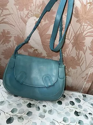 $30 • Buy Radley Baby Blue Leather Medium Crossbody Shoulder Bag Distress Look