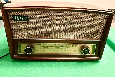 Vintage Zenith Tube Radio AM/FM Phono Input Model G730 Wood TESTED And WORKS • $129.95