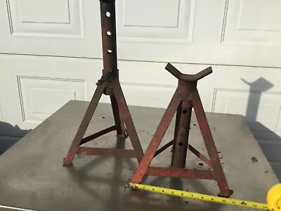 Pair Of Vintage Adjustable Axle Stands Car Jack Lifting Equipment Mechanic Tools • £20