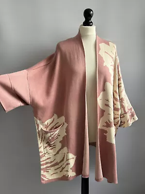 MARLA WYNNE Stunning Cotton & Viscose Oversized Floral Spring Cardigan M 68  CH • $1.22