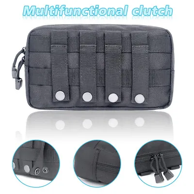 Tactical Molle Pouch Horizontal Admin Pouch EDC Pouch Utility Tool Bag Black Kit • $12.99