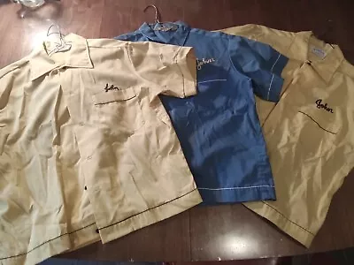 Vintage Men's Bowling Shirt HILTON Size Medium 60s 70s Yellow Black Blue • $175