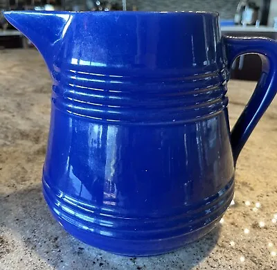 🔥🔥8.25” Largest Size 1930s 2 Quart Pacific Hostess Ware Pottery Pitcher Cobalt • $108.50