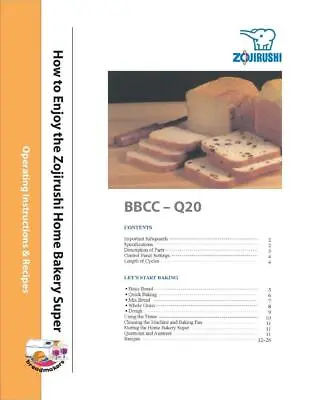 Zojirushi BBCC-Q20 Bread Machine Manual Owners Instruction User Guide COLOR COPY • $27.35