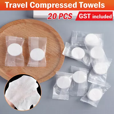 $7.85 • Buy 20pcs Travel Compressed Towels Tablet Wash Cloths Camping Hand Towel AU