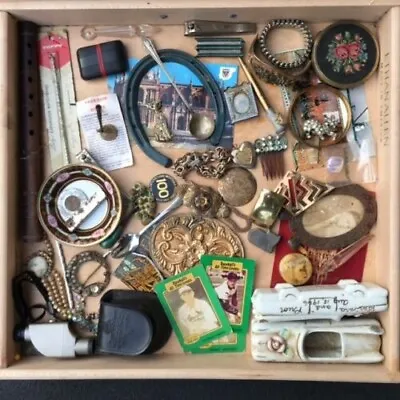 Estate Lot-Vintage Junk Drawer Lot Collectibles-JewelryTrinketsCoins Bulk • $39.33