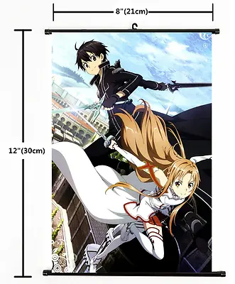 Anime Sword Art Online Kirito Asuna Wall Poster Scroll Home Decor Cosplay 2210 • $5.12