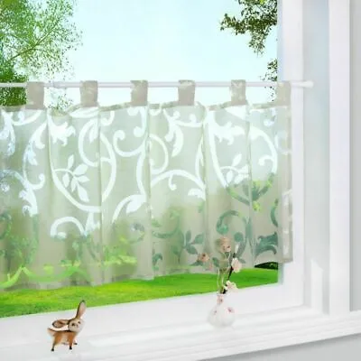 Cafe Curtains Kitchen Short Valance Window Drape Voile Net Curtain Tab Top Sheer • £10.99