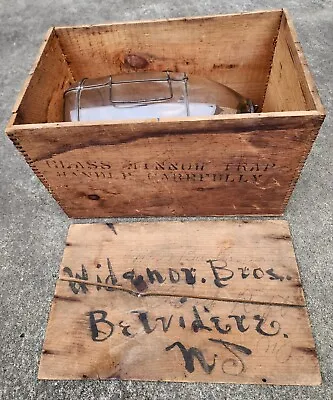 Rare Find! Antique Primitive Glass Minnow Trap With Original Wooden Shipping Box • $1200