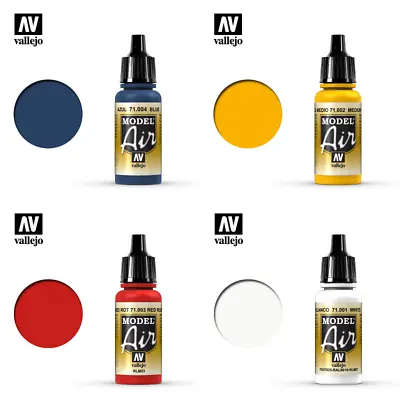 £3.49 • Buy Vallejo Model Air Color Paints - (Singles All Colours) 17ml Bottles Acrylic