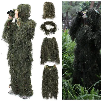 £30.98 • Buy 5pcs Adults Woodland Military Camouflage Hunting Forest 3D Ghillie Burlap Suit