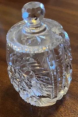 Vintage Cut Crystal Mustard Condiment Jar/Pot (1.75 W X 2.75 T) • $15