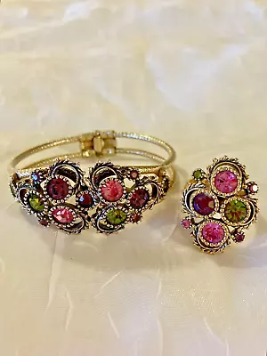 Vintage Sarah Coventry Demi ~ Bracelet & Ring Set ~  Austrian Lites  ~1973 • $20.50