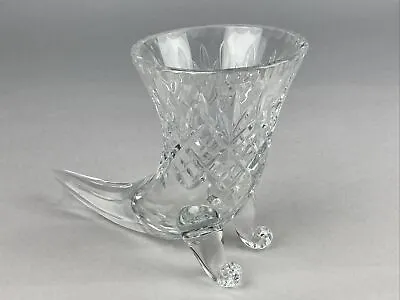 Vintage Cut Glass Crystal Cornucopia Horn Of Plenty Vase • £8