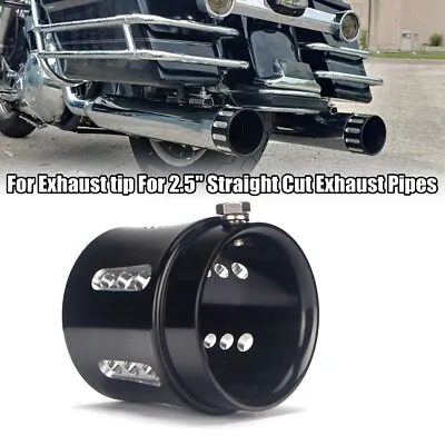 For Harley Street Glide Chopper Bobber Black 2.5  Inlet Exhaust Muffler Pipe Tip • $18.63