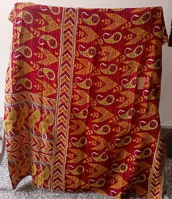 £22.79 • Buy Indian Vintage Blanket Bedspread Quilt Handmade Twin Cotton Kantha Quilt Throw