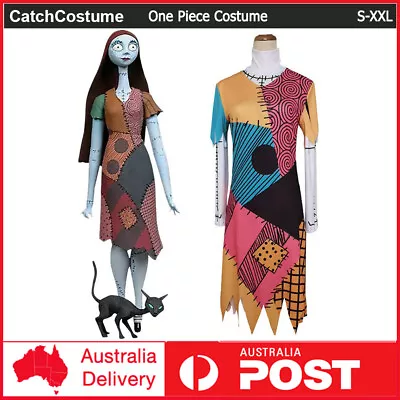 The Nightmare Before Halloween Sally Finkelstein Cosplay Costume Halloween Dress • $40.33