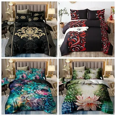 $49.99 • Buy Floral Mandala Quilt/Doona/Duvet Cover Set Double/Queen/King Size Bed Pillowcase