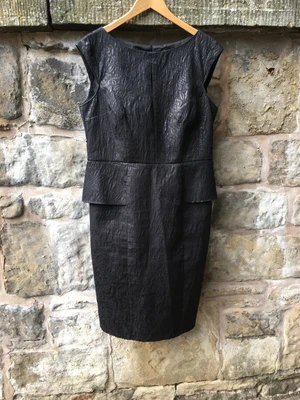 £11.99 • Buy Dorothy Perkins Dress Size 16, Black Peplum Shift Dress Lined Brocade Style