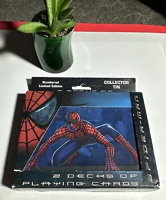 Spider-Man Playing Cards 2 Decks Numbered Limited Edition Tin Marvel 2002 NEW • $9.95