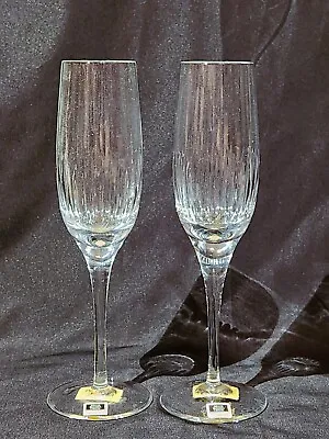 (2) Miller Rogaska Crystal Champagne Flutes - MILAN Pattern (Retired) – Mint! • $45