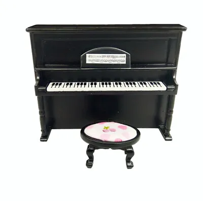 Dollhouse Wooden Upright Piano Decor Miniature Furniture Accessories Black • $16.31