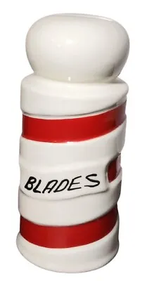 Vintage Shaving Razor Blade Bank Ceramic Barber Pole Red Stripes • $34.97