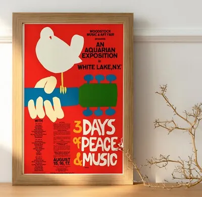 £12.99 • Buy Woodstock 1969 Festival Concert Tour Poster 36 X24  - Reproduction Promo Print