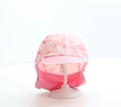 Mamas & Papas Girls Pink Nylon Peaked Cap Size S - Butterfly Detail • £7