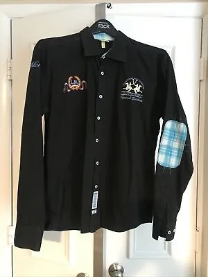 La Martina Buenos Aires Mens Black Long Sleeve Button Shirt Argentina Size XXL • $49.99