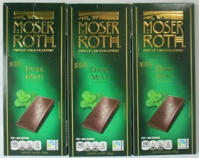 3 Moser Roth Premium Chocolate Dark Mint 5-bar 4.4-oz Packs • $11.99