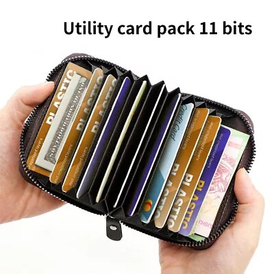 Mens RFID Blocking Leather Zipper Wallet Purse Credit Card Case Holder Security • $9.16