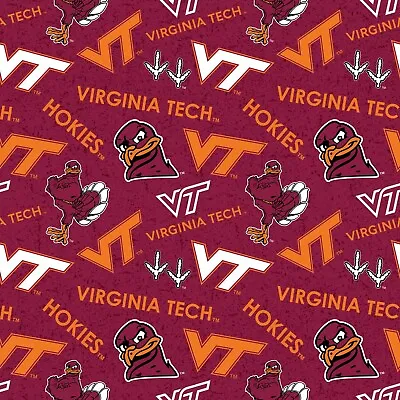 NCAA Virginia Tech Tone On Tone VT-1178 Cotton Fabric By The Yard • $19.95