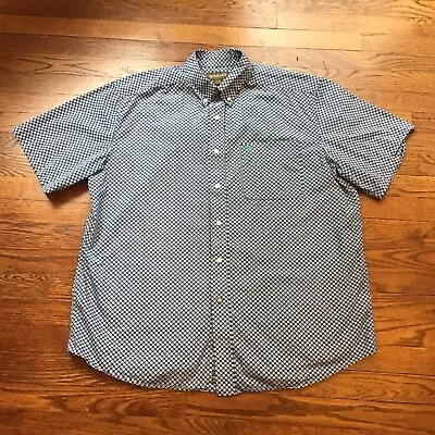 Ariat Shirt Mens XL Blue & White Button Down Short Sleeve Western Workwear • $22.99