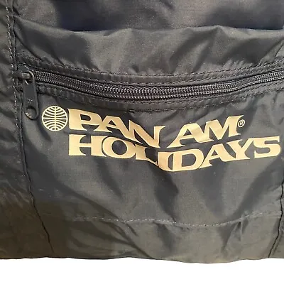 Vintage Pan Am Holidays Blue Nylon Foldable Pouch Tote Bag • $29.99