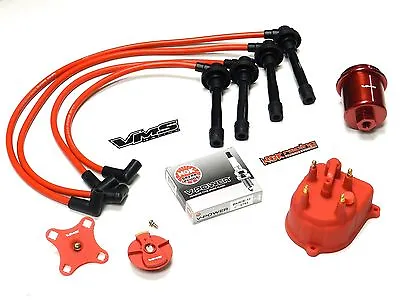 Distributor Cap Rotor Spark Plug Wire Fuel Filter 96-00 Honda Civic D16 Ek Red • $149.88