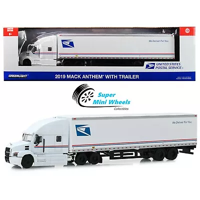 Greenlight 1:64 - 2019 Mack Anthem 18 Wheeler Tractor-Trailer USPS Truck • $29.98