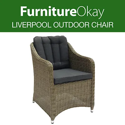 $299 • Buy FurnitureOkay® Liverpool Wicker Outdoor Dining Chair Patio Seating