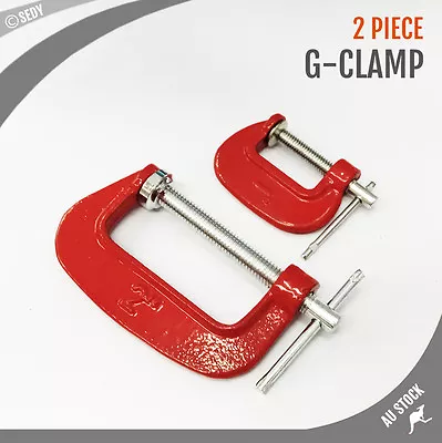 2PC Heavy Duty 1  + 2  G Clamp Work Bench Vice Grip Tool Premium Solid Cast Iron • $4.99