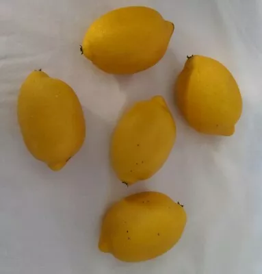 5 VINTAGE Faux Lemons Realistic Fake Fruit Artificial Staging Prop Movie Film • $10.89