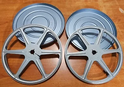 Vintage Pair Of Super 8mm 7” 400ft. Matching Metal Movie Film Reels In Cans • $19.95