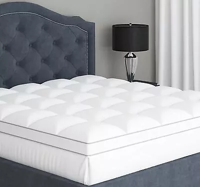 Hotel Quality Mattress Topper 10cm Deep Thick Single Double King Super All Sizes • £21.49