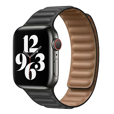 $14.98 • Buy For Apple Watch Series 8 7 6 5 4 3 2 SE Leather Link Band Magnetic Strap 38-45mm