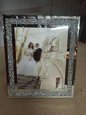 £16.99 • Buy 8x10  Crushed Diamond Mirrored Crystal Photo Picture Photograph Frame Decoration