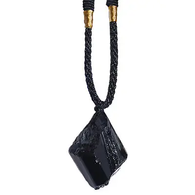 Natural Black Obsidian        Crystal Pendant Chakra Healing Stone Necklace Gift • £7.39