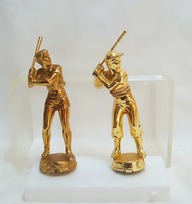 2 Vintage Rare Dodge Metal Baseball Trophy  Figure Top Tops Topper Trophies  #54 • $35