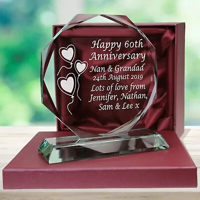 £24.99 • Buy Engraved 60th Diamond Wedding Anniversary Personalised Cut Glass Gift