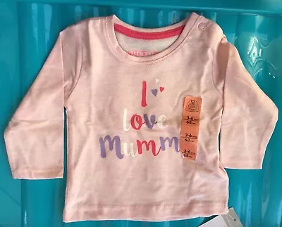 Baby / Girls Light Pink Long Sleeve T Shirt With I Love Mummy Detail • £3.99